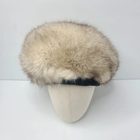 Vintage Evans Chicago Fox Fur Cossack Hat Pluff Slouchy Beret Winter Mob Wife