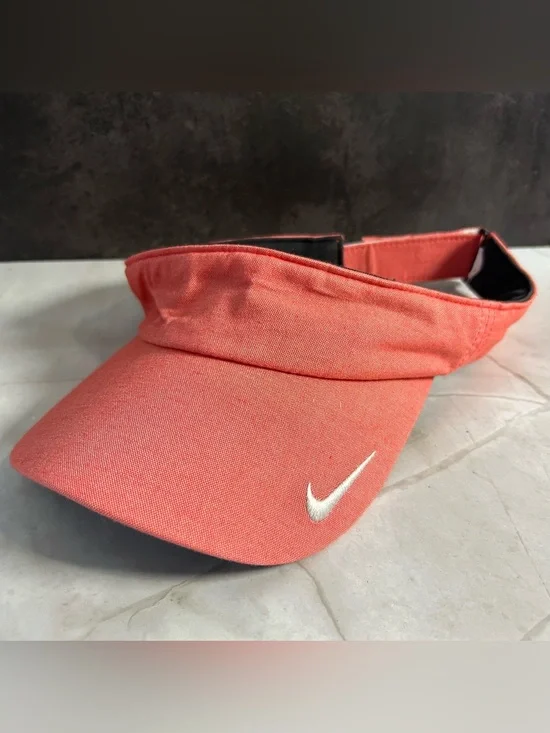 Nike Women's Coral Pink Visor with White Swoosh