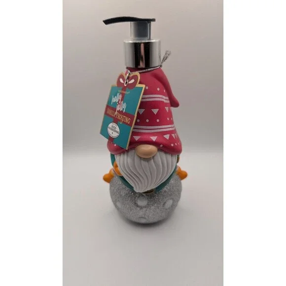 Holly Jolly Vanilla Frosting Gnome Refillable Hand Soap Dispenser Christmas