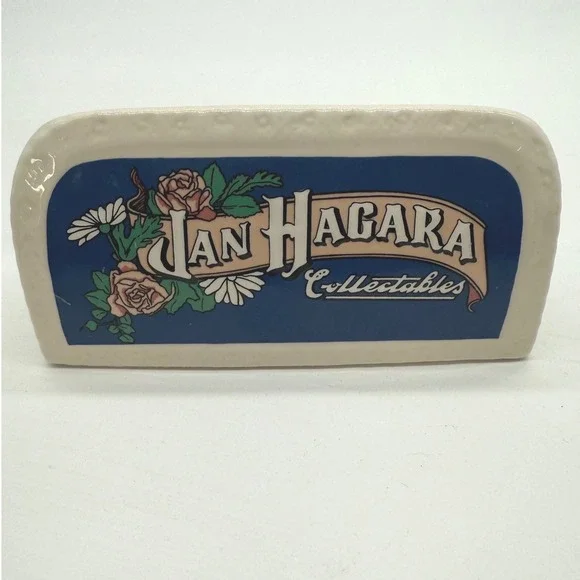 Jan Hagara Collectables Rose‎ Daisies Ceramic Vintage sign desk plaque
