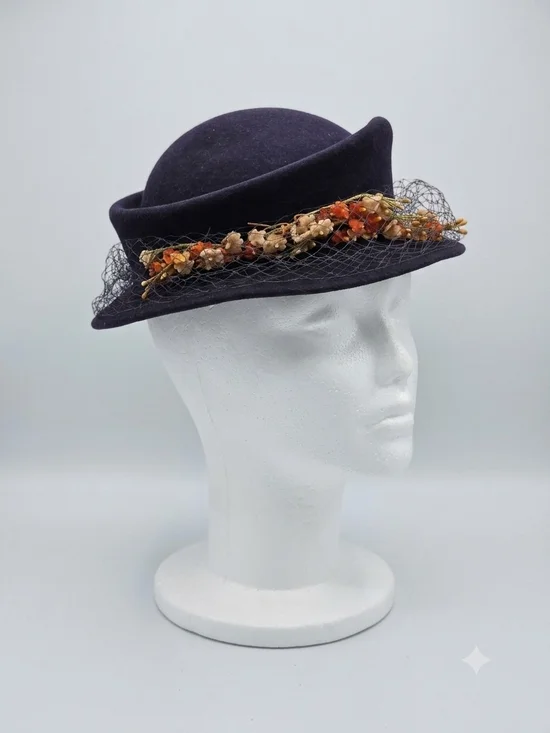 Vintage Glenover by Henry Pollak 1940s Cloche & Bowler Combination Ladies Hat
