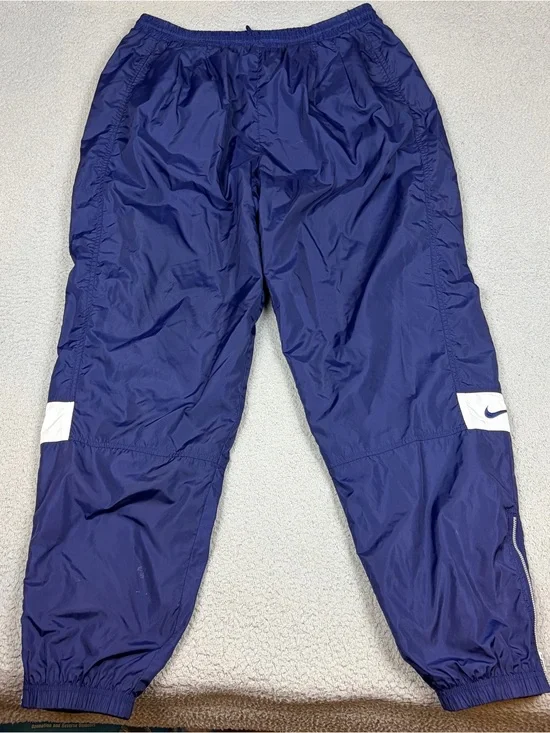 Vintage Y2K Nike Joggers Pants XLT Tall Blue Baggy Sweatpants Ankle Zips