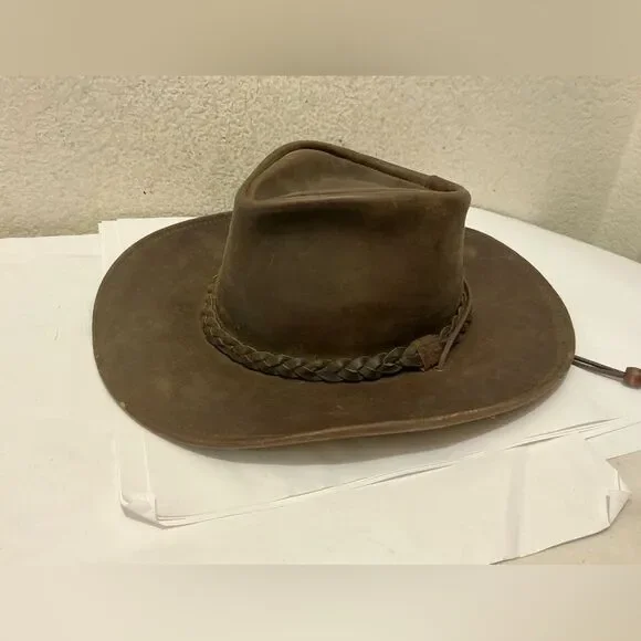 Henschel Hat Co. Leather Aussie Outback Hat Medium