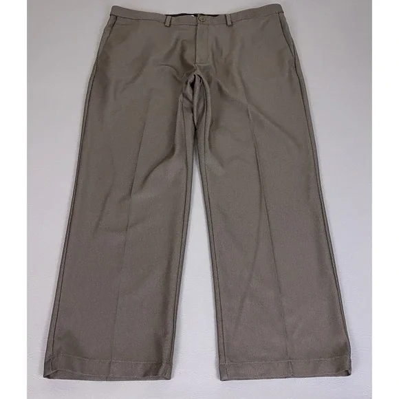 Haggar Dress Pants Trousers Men's Size 40x29 Brown Polyester Straight Leg