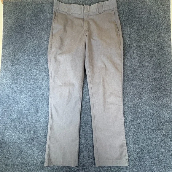 Dickies Flex Pants Mens 32x31 Gray Pockets Casual Low Rise Slim Tapered Leg