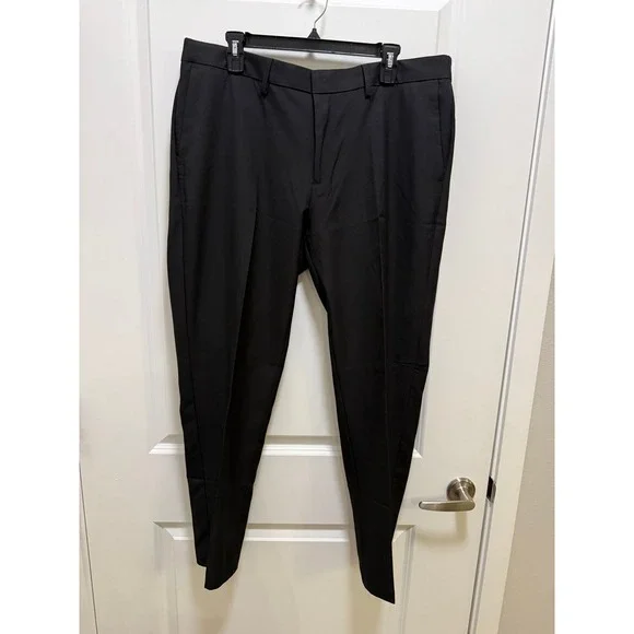 Kenneth Cole Reaction Techni-Cole Men Black Dress Pant Slim Fit 38x30 Flat Front