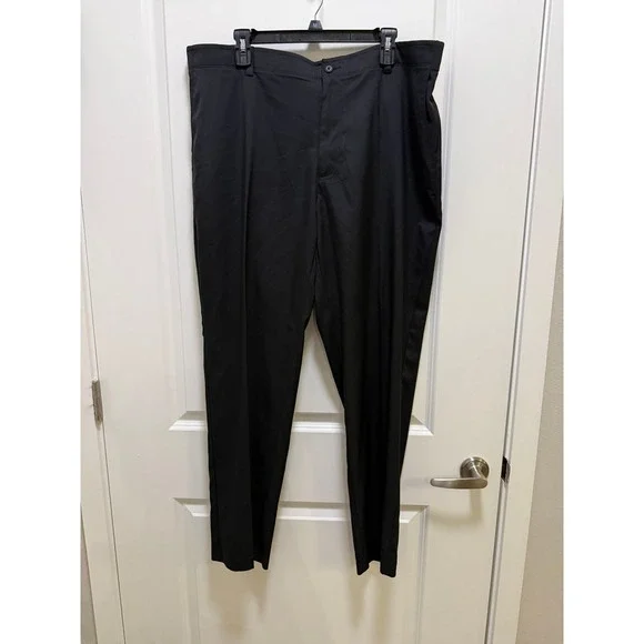 PGA Tour Mens Black Golf Pants 40x32 Stretch Performance Trousers Flat Front