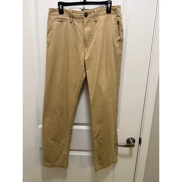 American Eagle Outfitters Mens Tan Khaki Chino Pants 33x34 Straight Leg Cotton