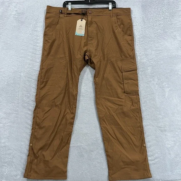 PrAna Stretch Zion Slim Pant II Pants Men 42x30 Sepia Hiking Outdoor Roll Up