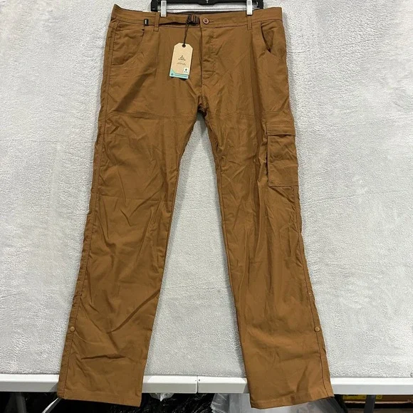 PrAna Zion Pants II Mens 40x34 Sepia Brown Hiking Outdoor Camping Slim Fit Trail