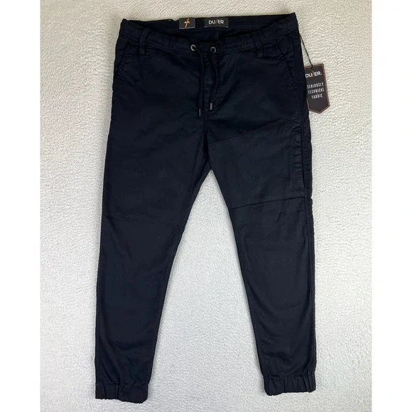 DU/ER Pants Mens 34x29 Black No Sweat Jogger N2X Slim Fit Stretch Casual NEW