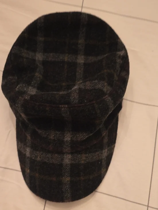Grace HATS: Plaid Wool Newsboy Cap in Dark Gray and Brown