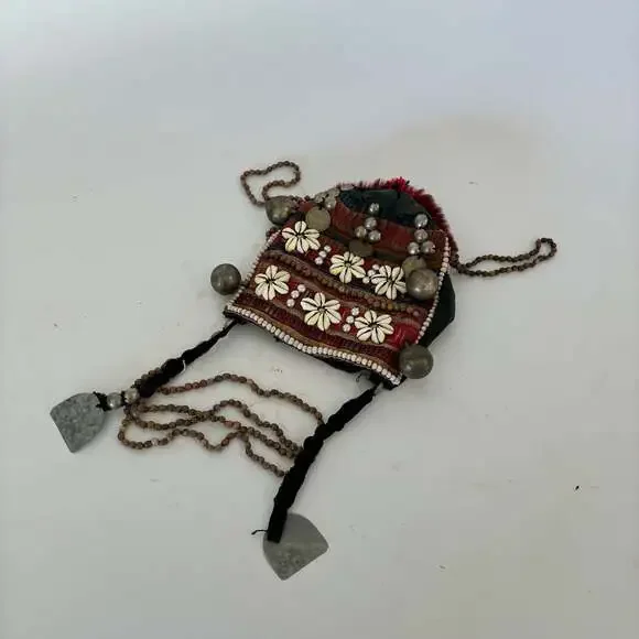Vintage Akha Hill Tribe Ceremonial Headdress with Cowrie Shells, Coins, Beads