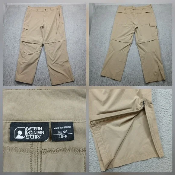 Eastern Mountain Sports Convertible Cargo Pants Men's 40R Tan‎ Zip-Off Hiking
