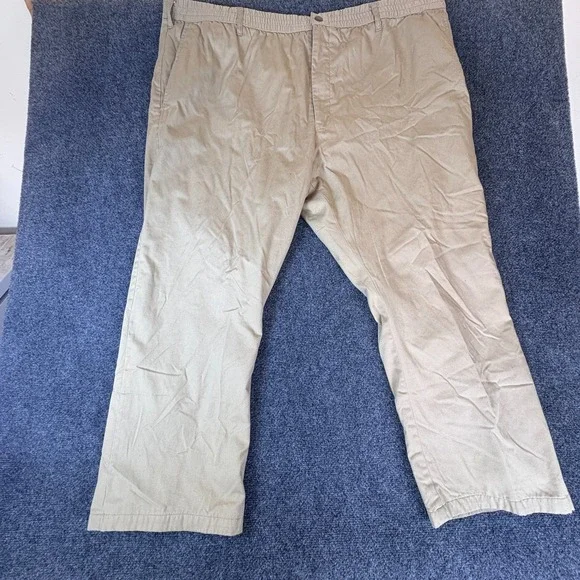 Haband's Ice House Tan Flannel Lined Slacks Pants Men 48x29 Tan Cotton High Rise