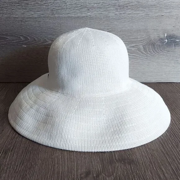 Scala Women's Knitted Poly Straw Big Brim Hat White One Size