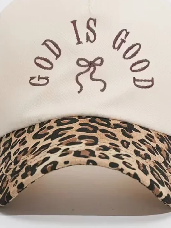 Off white/Cheetah God is Good Hat