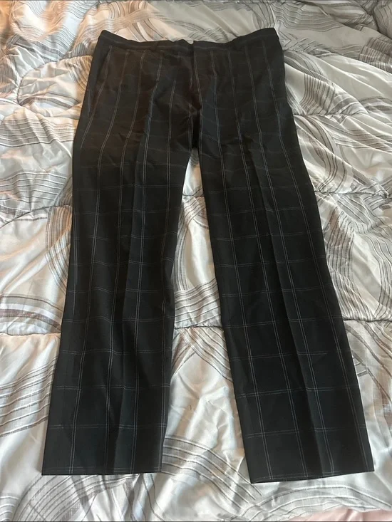 H&M Black Pinstripe Windowpane Dress Pants