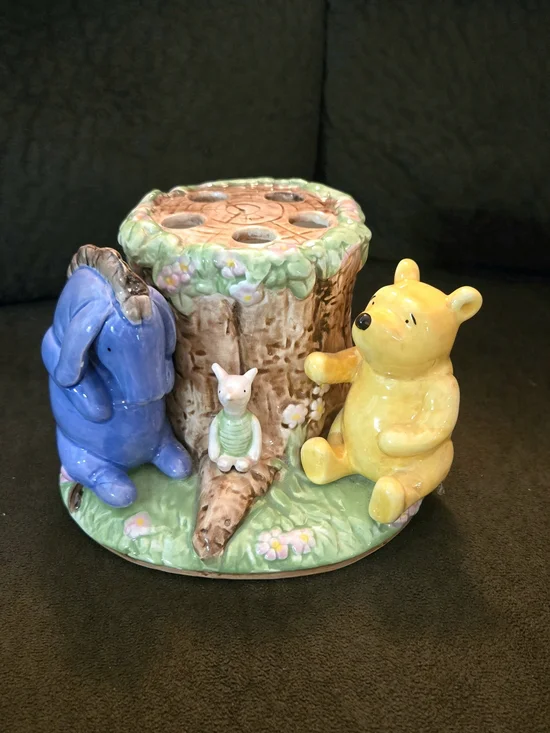 Winnie the Pooh Ceramic Toothbrush Holder - Yellow Pooh & Blue Eeyore
