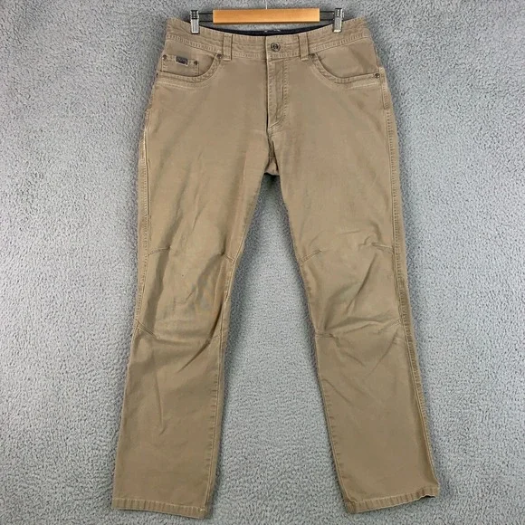 Kuhl Kanvus Jean Men's 34x32 Khaki Tan Outdoor Hiking Canvas Stretch Work Pants