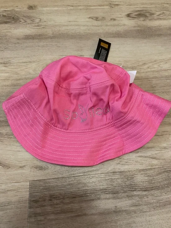 PLAYBOY Hot Pink rhinestone Spoiled bunny logo Bucket Hat - NWT
