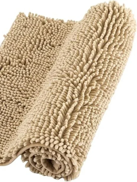 Chenille Bathroom Rugs Non Slip Bath Bathroom Accessories (Caramel, 20