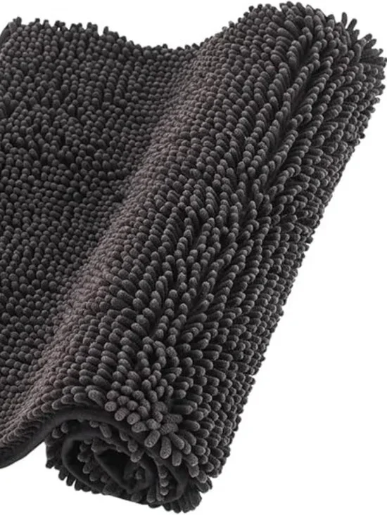 Chenille Bathroom Rugs Non Slip Bath Bathroom Accessories (Dark Brown, 20