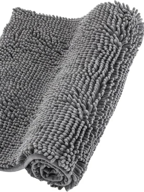 Chenille Bathroom Rugs Non Slip Bath Bathroom Accessories (Dark Grey, 20