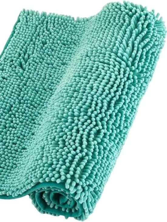 Chenille Bathroom Rugs Non Slip Bath Bathroom Accessories (Light Blue, 20