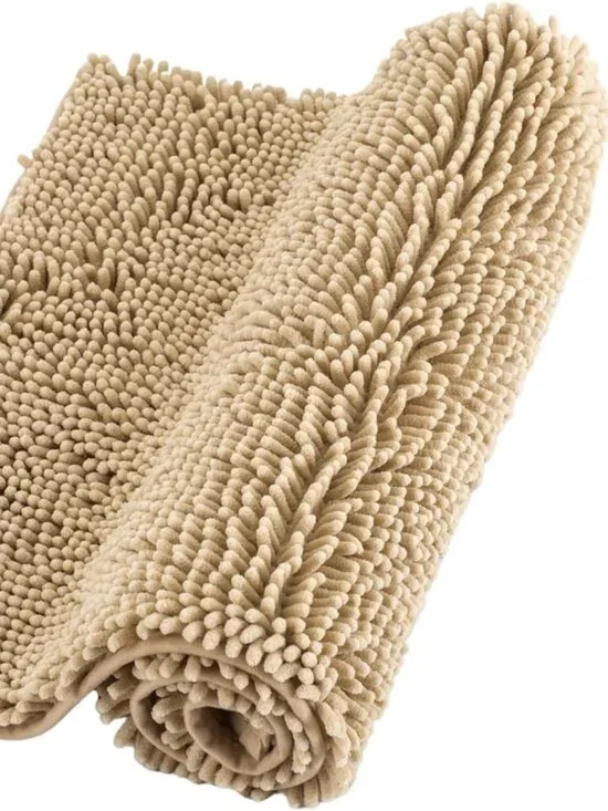 Chenille Bathroom Rugs Non Slip Bath Bathroom Accessories (Caramel, 24