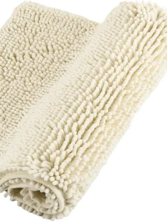 Chenille Bathroom Rugs Non Slip Bath Bathroom Accessories (Cream, 24