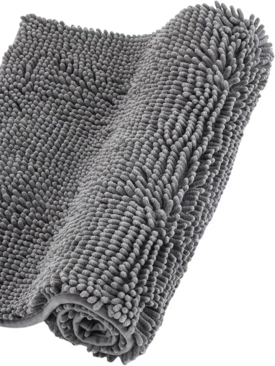 Chenille Bathroom Rugs Non Slip Bath Bathroom Accessories (Dark Grey, 24