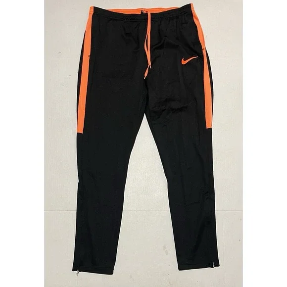 Nike DRI-FIT Academy Soccer Pants Mens XL Black Neon Joggers Tapered Ankle Zip