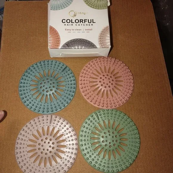 Gotega Colorful Silicone Hair Catchers For Drains 4-Pack  Easy To Clean -NEW