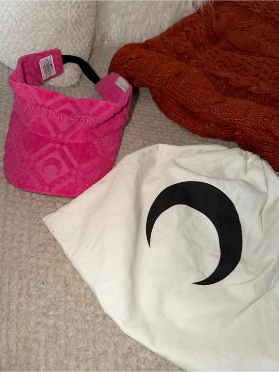 Marine Serre Hot Pink Terry Visor with Logo Patch