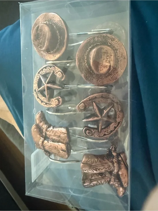 Rustic Copper Western shower curtain hooks - Set of 12