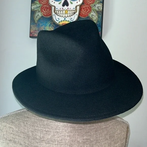 BRIXTON NWT MESSER FEDORA BLACK/BLACK HAT CAP