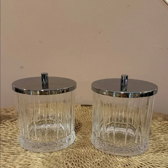 Vanity Glass Lidded Jars, Set of 2
