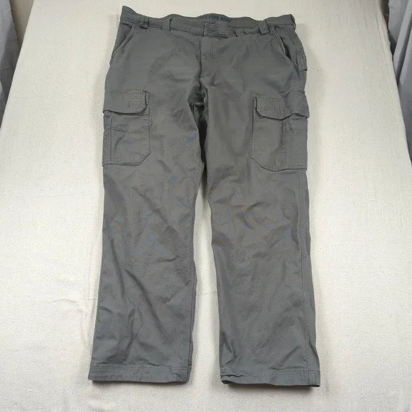 Duluth Trading Pants Mens 48x34 Khaki Flex Fire Hose Cargo Relaxed Utility