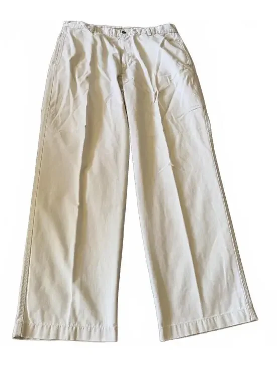 Dockers Men’s 38x32 White Khaki Pants Straight Leg Flat Front Casual Cotton