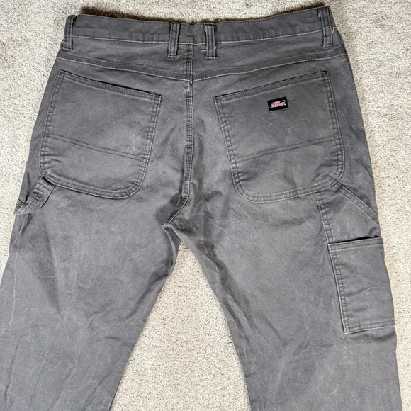 Genuine Dickies Men's 34x30 Gray Carpenter Work Pants Utility Canvas Duck