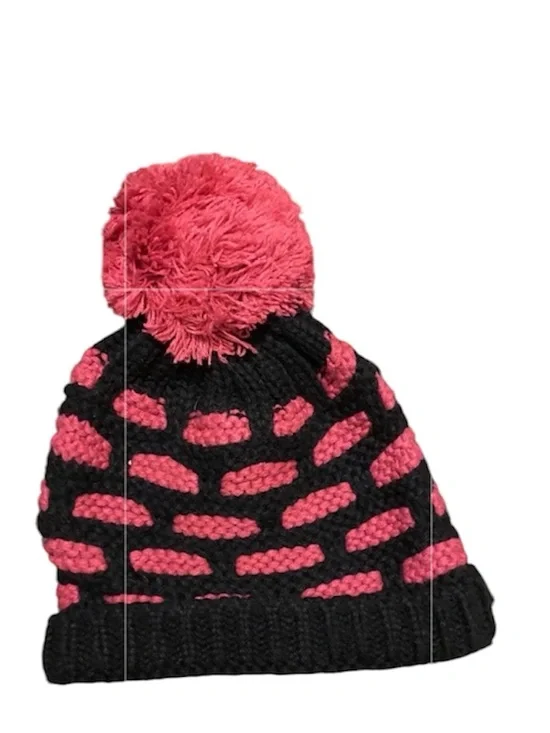 Hot Pink & Black Pom Beanie