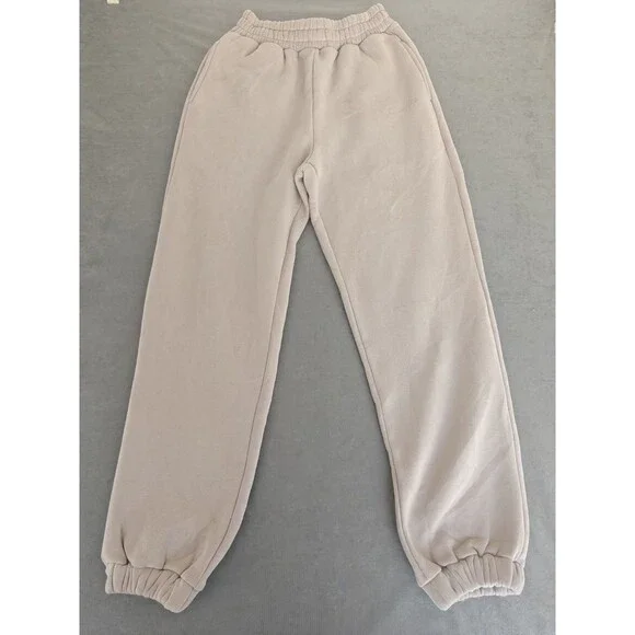 Comfrt mens Small Beige Jogger Sweatpants Fleece Lounge Athleisure Pants