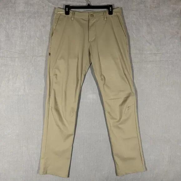 Rhone Commuter Pants Mens 32x31 Khaki Tan Beige Slim Fit Stretch 5-Pocket Travel