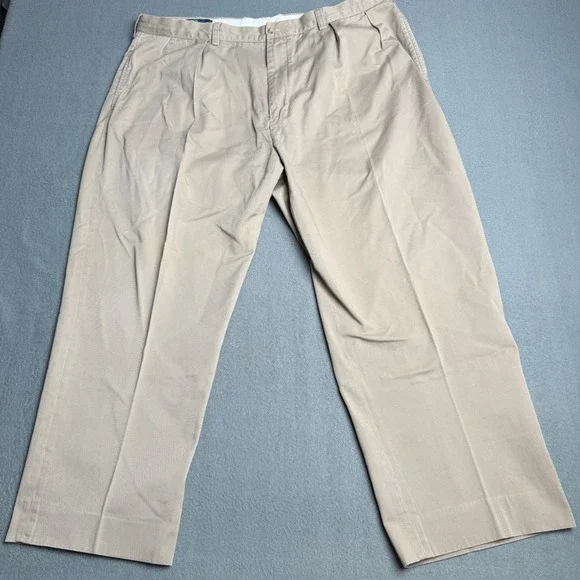 Polo Ralph Lauren Andrew Pant Mens 40x30 Tan Khaki Pleated Cotton Chino Trousers