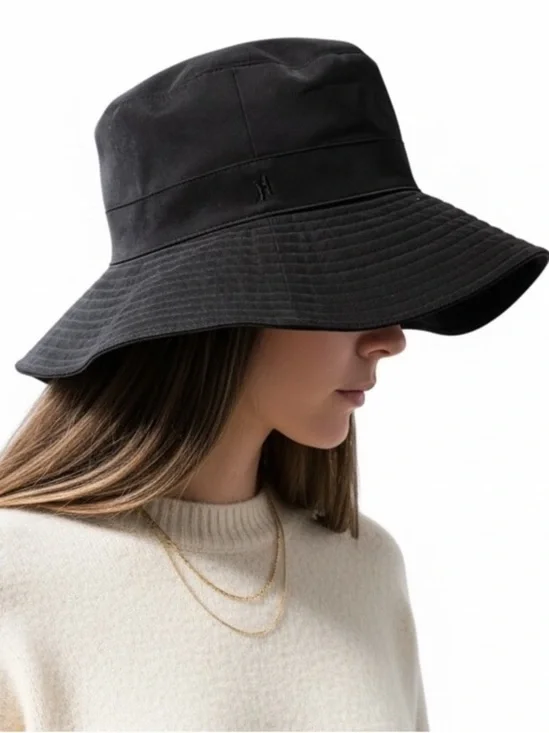 Authentic Hermès Milo Technical Waterproof Bucket Hat Black 56 Packable Sun Hat