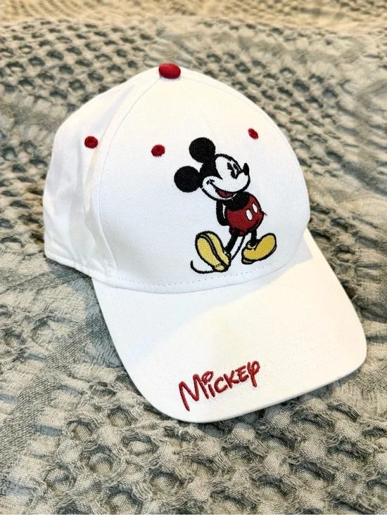 Mickey Mouse White Baseball Cap with Red Accents