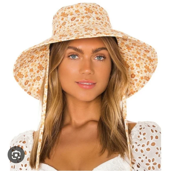 Lack Of Color Floral Sun Hat in Cream and Mustard