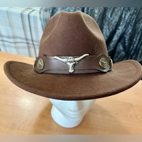 Cowboy Hat Women Western with Cow Head leather band sombrero adjustable