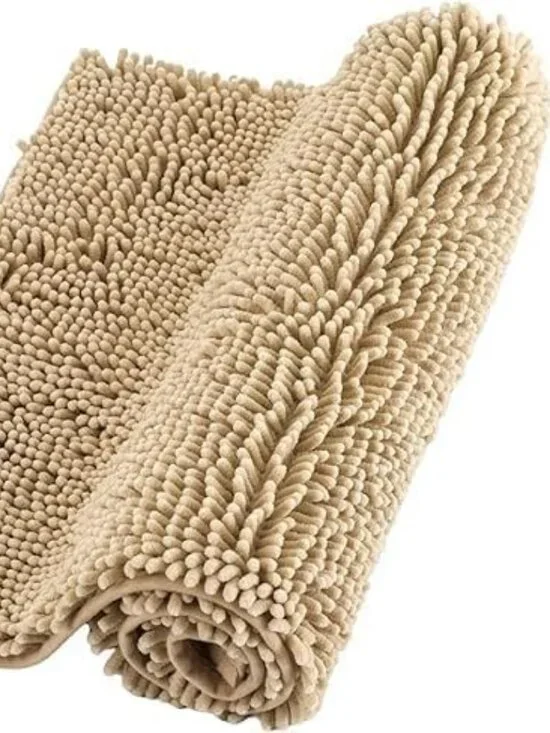 Chenille Bathroom Shower Mat Bathroom Accessories (Caramel, 16